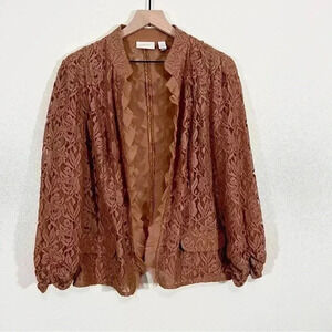 Lightweight Brown Lace Blazer Jacket - Unbranded
